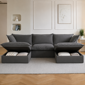Dream Dark Gray Cloud 3 Seater + 2 Ottoman