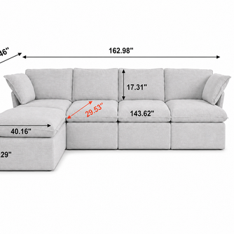 Dream Light Gray 4 seater + ottoman