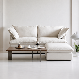 Dream Beige Cloud Love Seat + Ottoman
